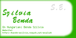 szilvia benda business card